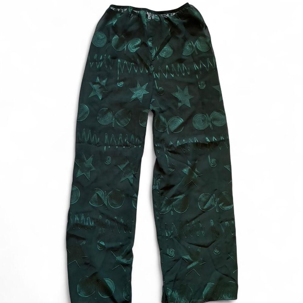 Vintage Victorias Secret Green Sheer Geometric Print Pajama Pants